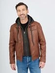 Lederjacke JCC "310-19-222", Herren, Gr. 48, braun (cognac), Oberstoff: 100%