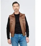 Lederweste JCC "BigVest2", Herren, Gr. 50, braun (cognac), Obermaterial: 100%