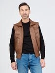 Lederweste JCC "BigVest2", Herren, Gr. 50, braun (cognac), Obermaterial: 100%
