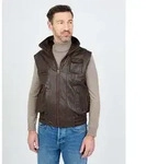 Lederweste JCC "BigVest2", Herren, Gr. 48, braun (schwarz braun), Obermaterial: 100%