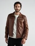 Lederjacke JCC "51195", Herren, Gr. 56, braun (cognac), Oberstoff: 100% Lammleder;