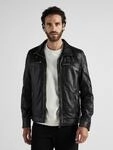 Lederjacke JCC "51195", Herren, Gr. 48, schwarz, Oberstoff: 100% Lammleder; Futter: