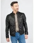 Lederjacke JCC "51280", Herren, Gr. 56, schwarz, Oberstoff: 100% Lammleder; Futter: