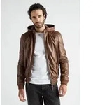 Bikerjacke JCC "15-9-2", Herren, Gr. XL, braun (cognac), Obermaterial 100% Leder