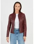 Bikerjacke JCC "Cabira", Damen, Gr. 40, rot, Oberstoff: 100% Lammleder; Futter: 100%