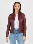 Bikerjacke JCC "Cabira", Damen, Gr. 40, rot, Oberstoff: 100% Lammleder; Futter: 100%