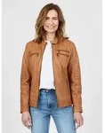 Bikerjacke JCC "Sirpa", Damen, Gr. 42, braun (cognac), Obermaterial: 100% Lammleder;