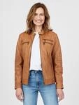 Bikerjacke JCC "Sirpa", Damen, Gr. 42, braun (cognac), Obermaterial: 100% Lammleder;