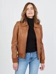 Blouson JCC "2999101-2", Damen, Gr. S, braun (cognac), Obermaterial: 100% Leder;