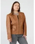 Bikerjacke JCC "731-II", Damen, Gr. 54, braun (cognac), Obermaterial: 100% Leder