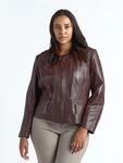 Bikerjacke JCC "731-II", Damen, Gr. 56, rot (oxblood), Obermaterial: 100% Leder