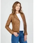 Bikerjacke JCC "8167", Damen, Gr. 42, braun (teak), Obermaterial: 100% Lammleder;