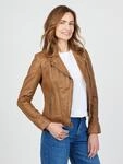 Bikerjacke JCC "8167", Damen, Gr. 42, braun (teak), Obermaterial: 100% Lammleder;