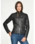 Lederjacke MUSTANG "Amilia", Damen, Gr. M, grau (graphite), Obermaterial: 100%