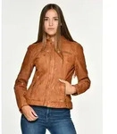 Lederjacke MUSTANG "Amilia", Damen, Gr. XL, braun (cognac), Obermaterial: 100%