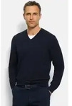V-Ausschnitt-Pullover OLYMP "OLYMP Strick Casual", Herren, Gr. XXL, blau (marine),
