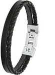 Armband S.OLIVER "2027411", schwarz (edelstahlfarben, schwarz), Armb&auml;nder, Herren,