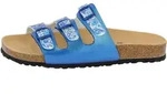 Pantolette LICO "Pantolette Bioline Flower", Damen, Gr. 39, blau, Synthetik, Schuhe