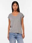 Kurzarmshirt PIECES "PC BILLO", Damen, Gr. XS, grau (light grau melange), Jersey,