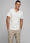 T-Shirt JACK & JONES "SPLIT NECK TEE", Herren, Gr. L, wei&szlig; (cloud dancer), Jersey,