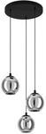 EGLO Pendelleuchte "ARISCANI", schwarz (schwarz, transparent), 3, &Oslash; 42,5cm H: 110cm,