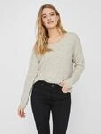 V-Ausschnitt-Pullover VERO MODA "VMCREWLEFILE LS V-NECK BLOUSE NOOS", Damen, Gr. S,