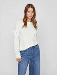 Rundhalspullover VILA "VIRIL O-NECK L/S KNIT TOP - NOOS", Damen, Gr. XL, wei&szlig; (wei&szlig;