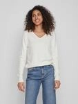 Vila V-Ausschnitt-Pullover "VIRIL V-NECK L/S KNIT TOP - NOOS" Materialmix, regular