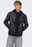 ONLY & SONS Bikerjacke "MIKE PU RACER JACKET" ohne Kapuze