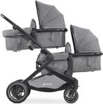 Hauck Geschwisterwagen "Atlantic Twin, melange grey" 30 kg mit schwenk- und