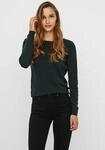 Rundhalspullover VERO MODA "VMCARE STRUCTURE LS O-NECK BLOUSE", Damen, Gr. S, gr&uuml;n