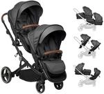 BabyGo Zwillings-Kombikinderwagen "Twinner Set, Grey melange" 30 kg inkl. 2