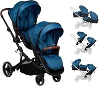 BabyGo Zwillings-Kombikinderwagen "Twinner Set, Grey melange" 30 kg inkl. 2