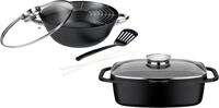 GSW Topf-Set "Gourmet Granit" Set, 1 Br&auml;ter 32cm, 1 Wok &Oslash;32cm, mit Deckel,