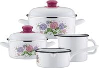 GSW Topf-Set "Hortensie" Set, je 1x Kochtopf &Oslash; 16/20 cm, Stielkasserolle &Oslash; 16 cm,