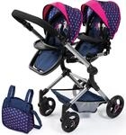 Puppen-Zwillingsbuggy BAYER "Twin Neo", bunt (einhorn blau, pink), Puppenwagen,