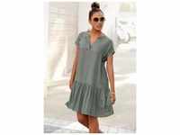 Blusenkleid S.OLIVER Gr. 36, N-Gr, grün (khaki) Damen Kleider Strandkleider mit