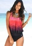 Tankini LASCANA, Damen, Gr. 52, N-Gr, rot (rot, bedruckt), Polyamid, Farbverlauf,