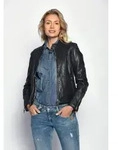 Lederjacke MAZE "Lindsay", Damen, Gr. S, blau (navy), Obermaterial: 100% Lammleder.
