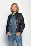 Lederjacke MAZE "Lindsay", Damen, Gr. S, blau (navy), Obermaterial: 100% Lammleder.