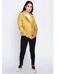 Lederjacke MAZE "Romie", Damen, Gr. XL, gelb (curry), Obermaterial: 100% Lammleder.