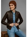 Lederjacke ALPENBLITZ "Athen", Damen, Gr. 48, braun, Obermaterial: 100%