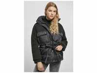 Winterjacke URBAN CLASSICS "Damen Ladies Sherpa Mix Puffer Jacket" Gr. L, schwarz