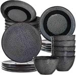 Geschirr-Set LEONARDO "Tafelservice Matera 24er Set", grau (anthrazit), 24, Keramik,