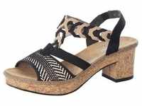 Sandalette RIEKER Gr. 42, schwarz (schwarz, beige) Damen Schuhe Sandaletten