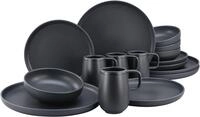 CreaTable Kombiservice "Geschirr-Set Uno Black", (Set, 16 tlg., Kaffeeservice und CreaTable Kombiservice "Geschirr-Set Uno Black", (Set, 16 tlg., Kaffeeservice und