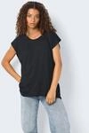 Noisy may Kurzarmshirt "NMMATHILDE S/S LOOSE LONG TOP NOOS" Baumwollmischung,...
