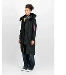 Winterjacke ALPHA INDUSTRIES "Long Fishtail W", Damen, Gr. S, schwarz, Obermaterial: