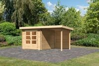 Karibu Gartenhaus "Schlo&szlig;see 4" mit Anbaudach und R&uuml;ckwand