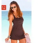 Badekleid LASCANA, Damen, Gr. 42, Cup C, braun, Microfaser, Polyamid, unifarben,